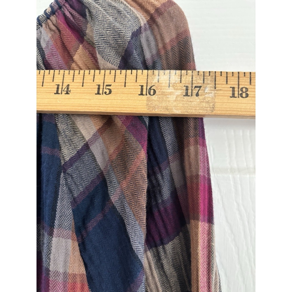 Chaps Cotton Plaid Peasant Blouse Women's 2X Long/Sl Cottage Boho - Picture 9 of 9
